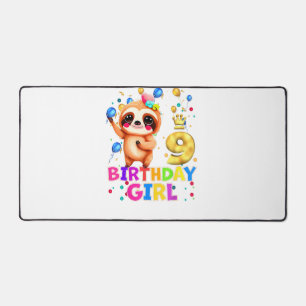 Sloth Kids 9 Year Old Sloth 9th Birthday Party T-S Desk Mat