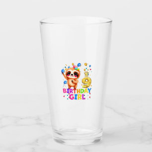 Sloth Kids 9 Year Old Sloth 9th Birthday Party T-S Glass
