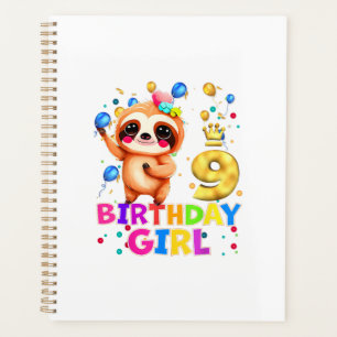 Sloth Kids 9 Year Old Sloth 9th Birthday Party T-S Planner