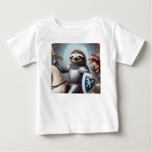 Sloth Knight Fighting Dragons Baby T-Shirt