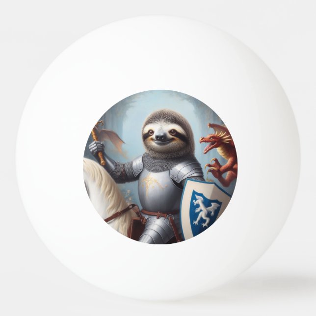 Sloth Knight Fighting Dragons Ping Pong Ball (Front)