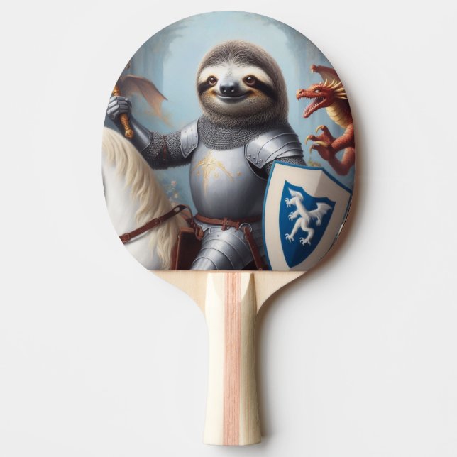 Sloth Knight Fighting Dragons Ping Pong Paddle (Front)