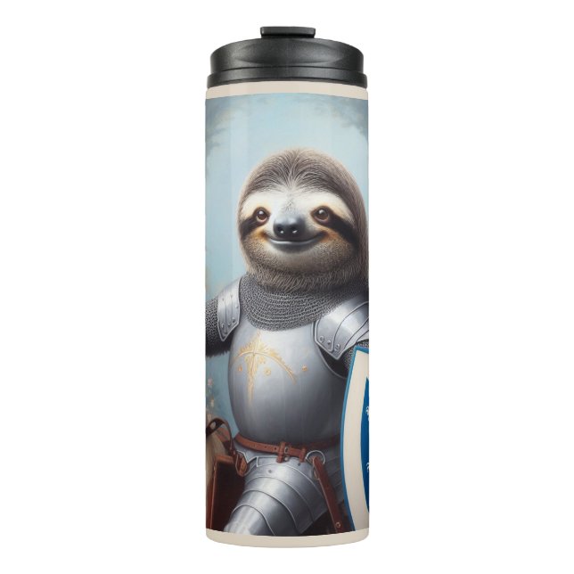 Sloth Knight Fighting Dragons Thermal Tumbler (Front)