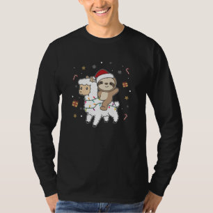 Sloth Lama Christmas Snow Winter Animals T-Shirt