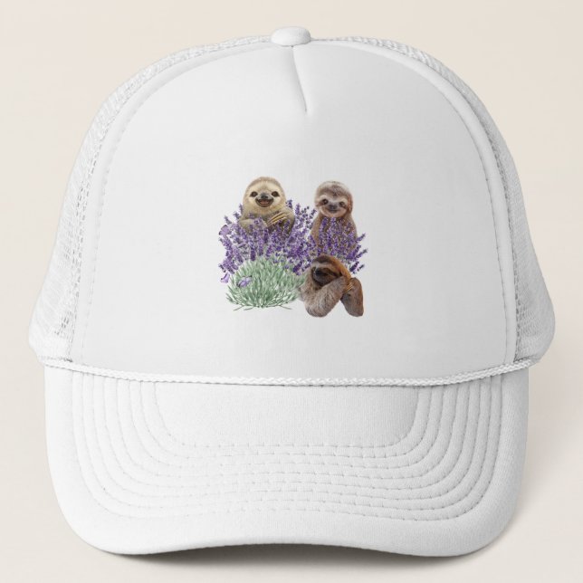 Sloth Lavender Shirt Womens Sloth Clothing Mother Trucker Hat (Front)