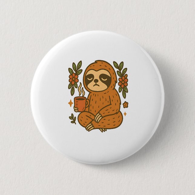 Sloth Lazy Sleepy Sloth 6 Cm Round Badge (Front)