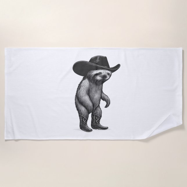 Sloth Lazy Sleepy Sloth Beach Towel (Front)