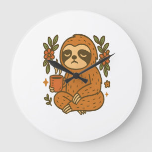 Sloth Lazy Sleepy Sloth Large Clock