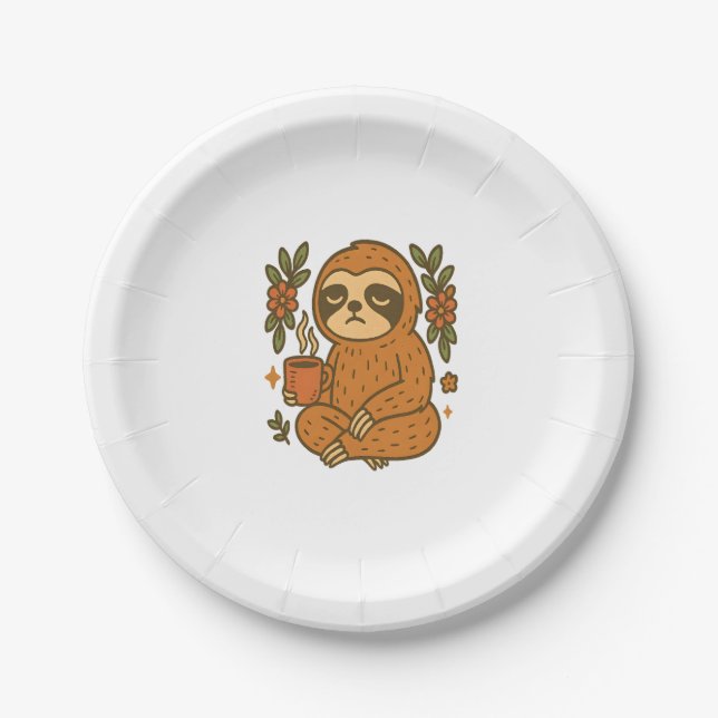 Sloth Lazy Sleepy Sloth Paper Plate (Front)