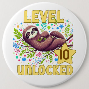 Sloth Level Unlocked Birthday Gamer Design 6 Cm Round Badge