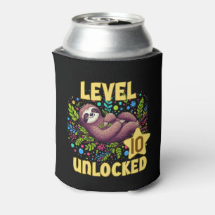 Sloth Level Unlocked Birthday Gamer Design Can Cooler