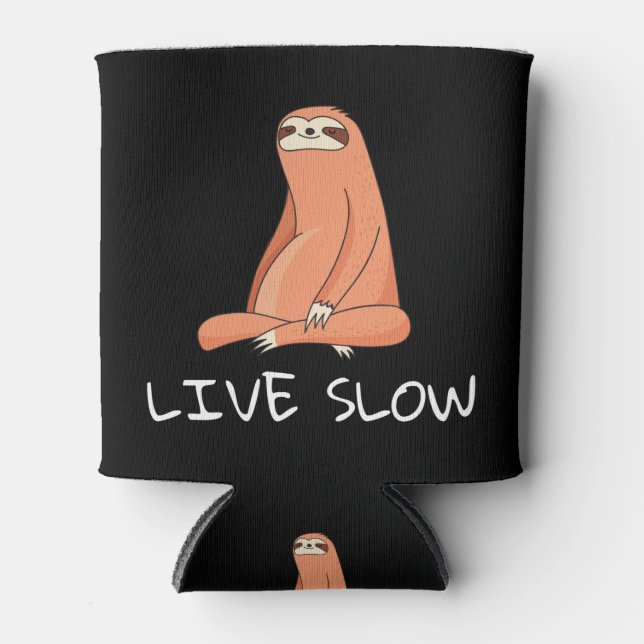 Sloth Live Slow Can Cooler (Front)