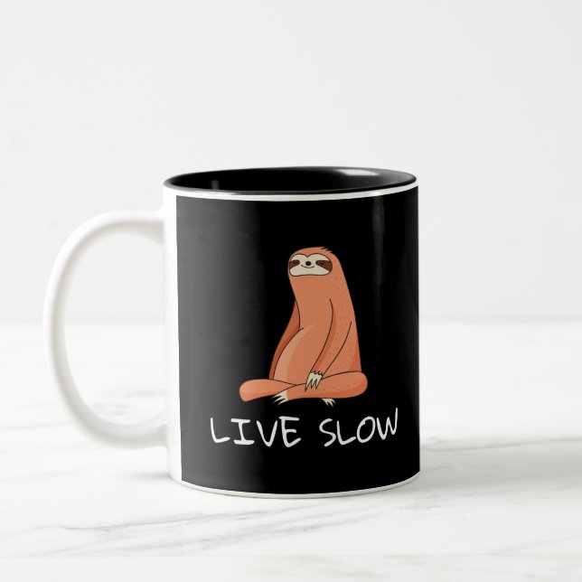 Sloth Live Slow Two-Tone Coffee Mug (Left)