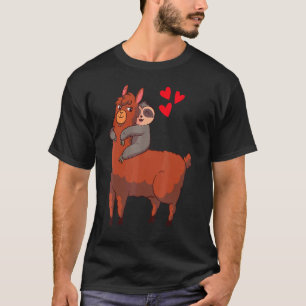 Sloth Llama Alpaca Riding Rider Love Valentine's D T-Shirt