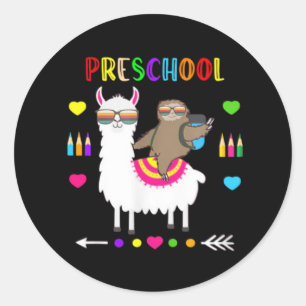 Sloth Llama Preschool Team Teacher Student Back To Classic Round Sticker