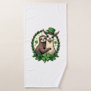 Sloth Llama St Patricks Day Vintage Lucky Tee 2 Bath Towel