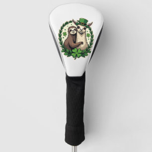 Sloth Llama St Patricks Day Vintage Lucky Tee 2 Golf Head Cover