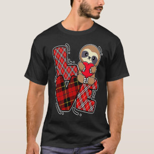 sloth love holding heart Valentines Day Cute Anima T-Shirt