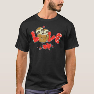 Sloth Love Holding Heart Valentines Day Cute Anima T-Shirt