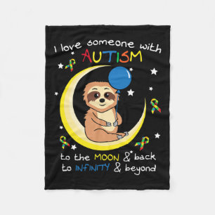 Sloth Love Someone With Puzzle Cool Autism Awarene Fleece Blanket