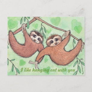 Sloth Love Valentine Holiday Postcard