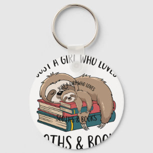 Sloth Lover Book Reading T-shirt Design Key Ring