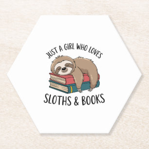 Sloth Lover Book Reading T-shirt Design Paper Coaster