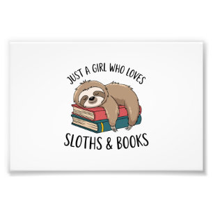 Sloth Lover Book Reading T-shirt Design Photo Print
