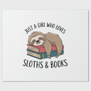 Sloth Lover Book Reading T-shirt Design Wrapping Paper