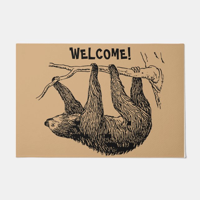 Sloth Lover Gift, Sloth Welcome Doormat (Front)