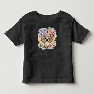 Sloth Lovers New Year 2026 Lazy Vibes, Cozy Toddler T-Shirt