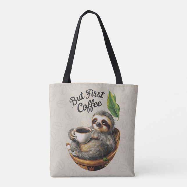 Sloth Loving Coffee Tote Bag (Back)