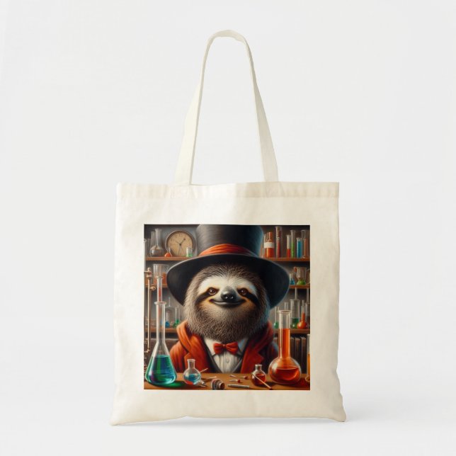 Sloth Mad Scientist Tote Bag (Front)
