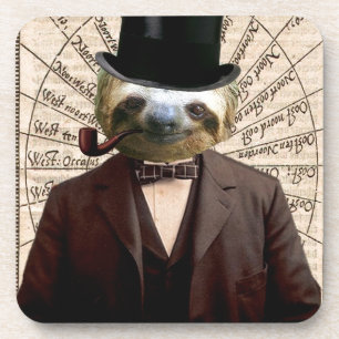 Sloth Man Victorian Steampunk Anthropomorphic Coaster