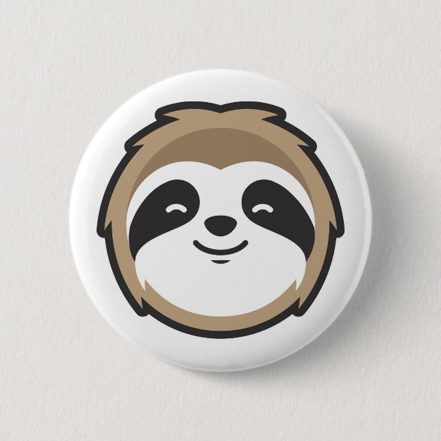 Sloth Mascot 6 Cm Round Badge (Front)