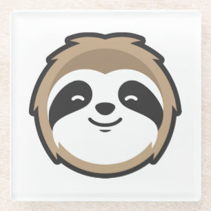 Sloth Mascot Glass Coaster