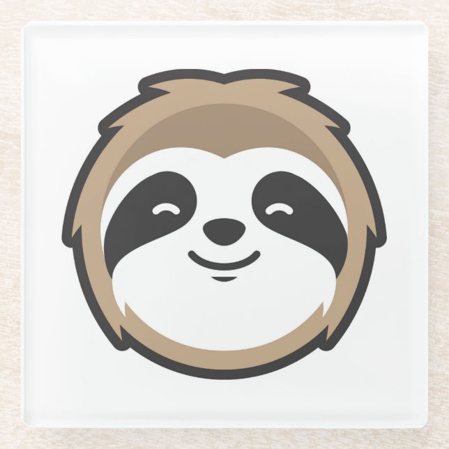 Sloth Mascot Glass Coaster (Front)