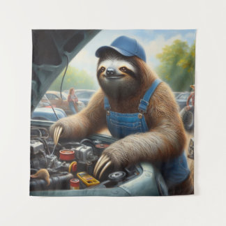 Sloth Mechanic Tapestry