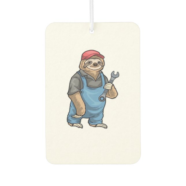 Sloth Mechanic Wrench Classic T-Shirt Car Air Freshener (Front)