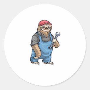 Sloth Mechanic Wrench Classic T-Shirt Round Sticker