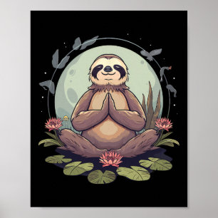 Sloth Meditation Buddhist Yoga Zen Buddha Nature F Poster