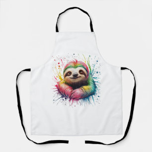Sloth Men Woman Colourful Watercolor Sloth T-Shirt Apron