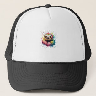 Sloth Men Woman Colourful Watercolor Sloth T-Shirt Trucker Hat