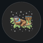 Sloth Menorah Hanukkah Chanukah Animal Sloths Jewi Classic Round Sticker<br><div class="desc">Sloth Menorah Hanukkah Chanukah Animal Sloths Jewish</div>