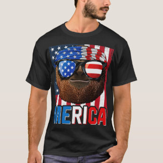 Sloth Merica 4th of July Lazy American Animal Patr T-Shirt
