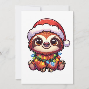 Sloth Merry Christmas Winter Animals Cute Sloths Holiday Card