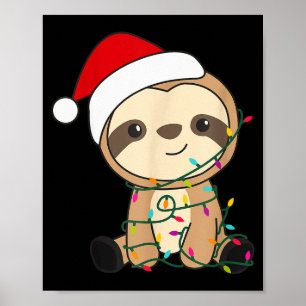 Sloth Merry Christmas Winter Sloths Christmas Poster