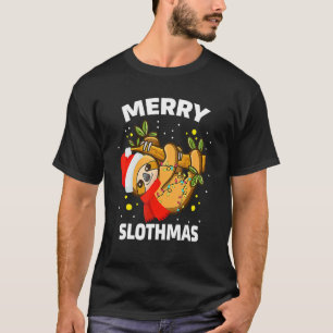 Sloth Merry Slothmas Christmas Lights Pyjamas T-Shirt