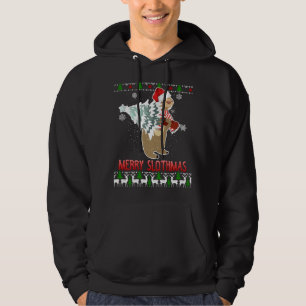 Sloth Merry Slothmas Ugly Christmas Pajama Hoodie