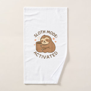 Sloth Mode Activated Cute Lazy Animal Coffee Lover Hand Towel
